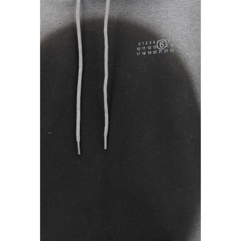 MM6 Gray Cotton Numeric Logo Spray Hoodie - Stylish Streetwear