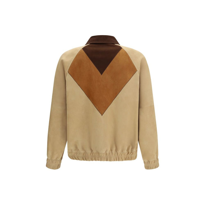 Valentino Brown Leather Jacket - Elegant Suede Design for Men