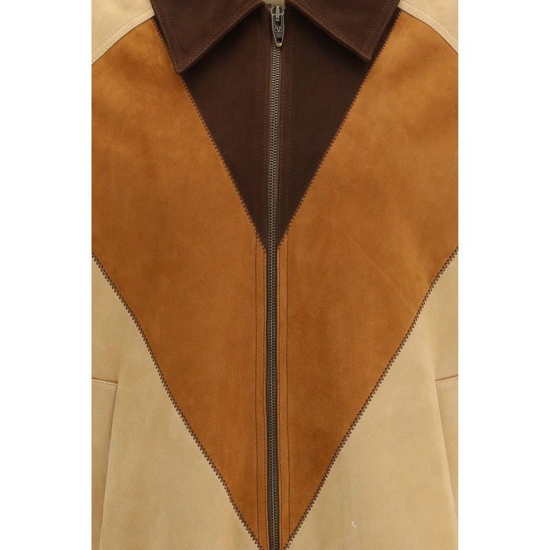 Valentino Brown Leather Jacket - Elegant Suede Design for Men
