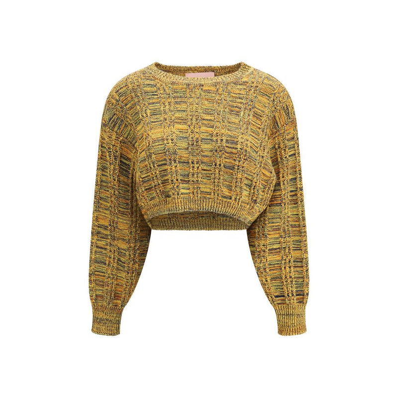 Kristina Ti Multicolor Cotton Groove Crop Sweatshirt