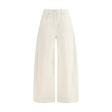 Brunello Cucinelli Beige Cotton Wide-Leg Trousers for Women