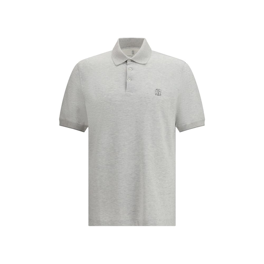 Brunello Cucinelli Gray Cotton Polo Shirt for Men