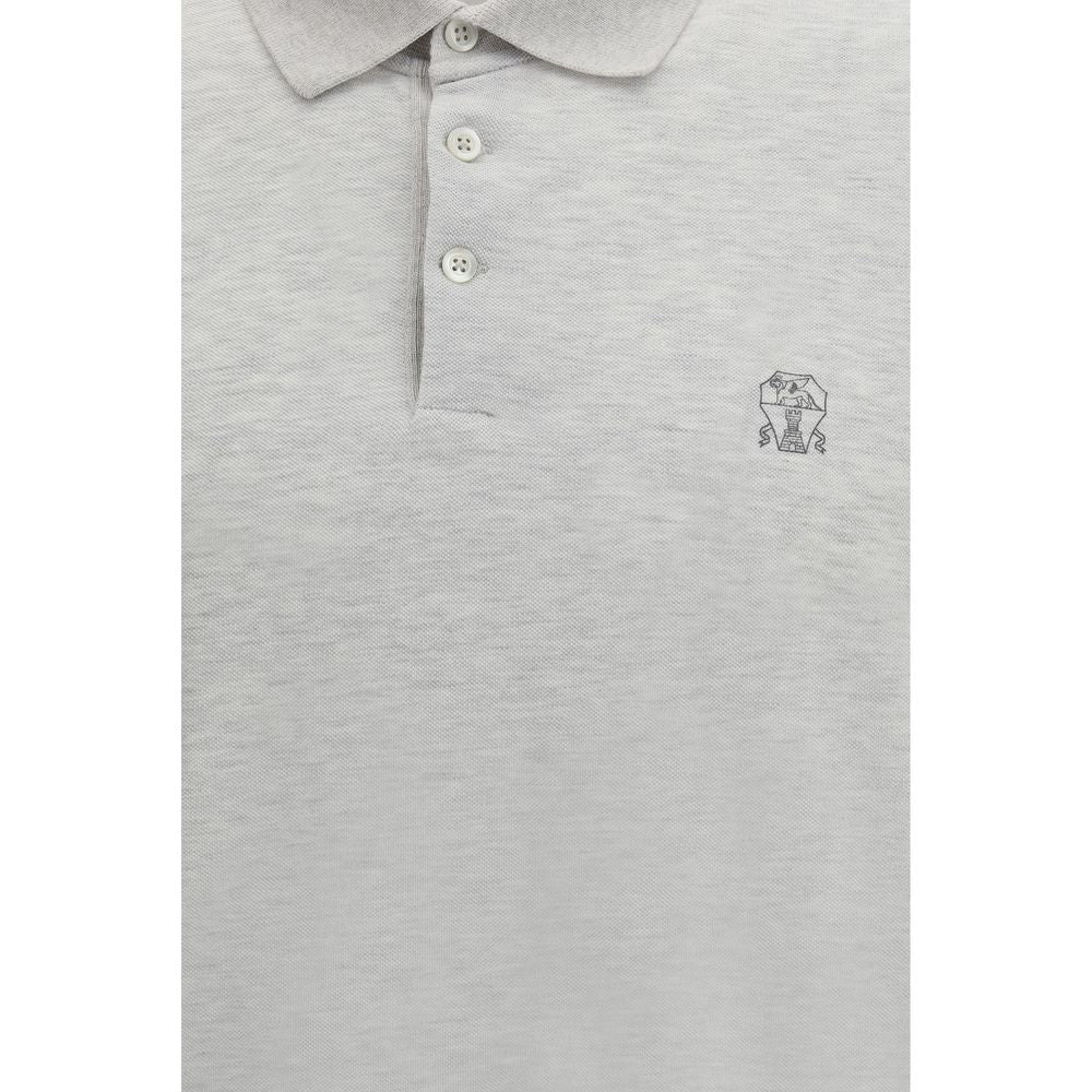 Brunello Cucinelli Gray Cotton Polo Shirt for Men