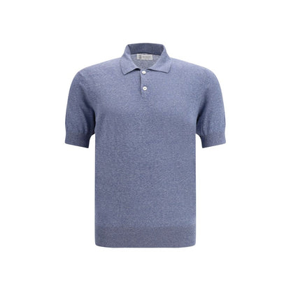Brunello Cucinelli Blauw Linnen Poloshirt