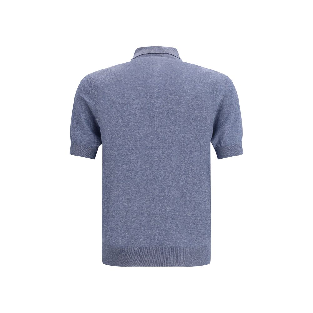 Brunello Cucinelli Blauw Linnen Poloshirt
