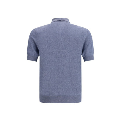 Brunello Cucinelli Blauw Linnen Poloshirt