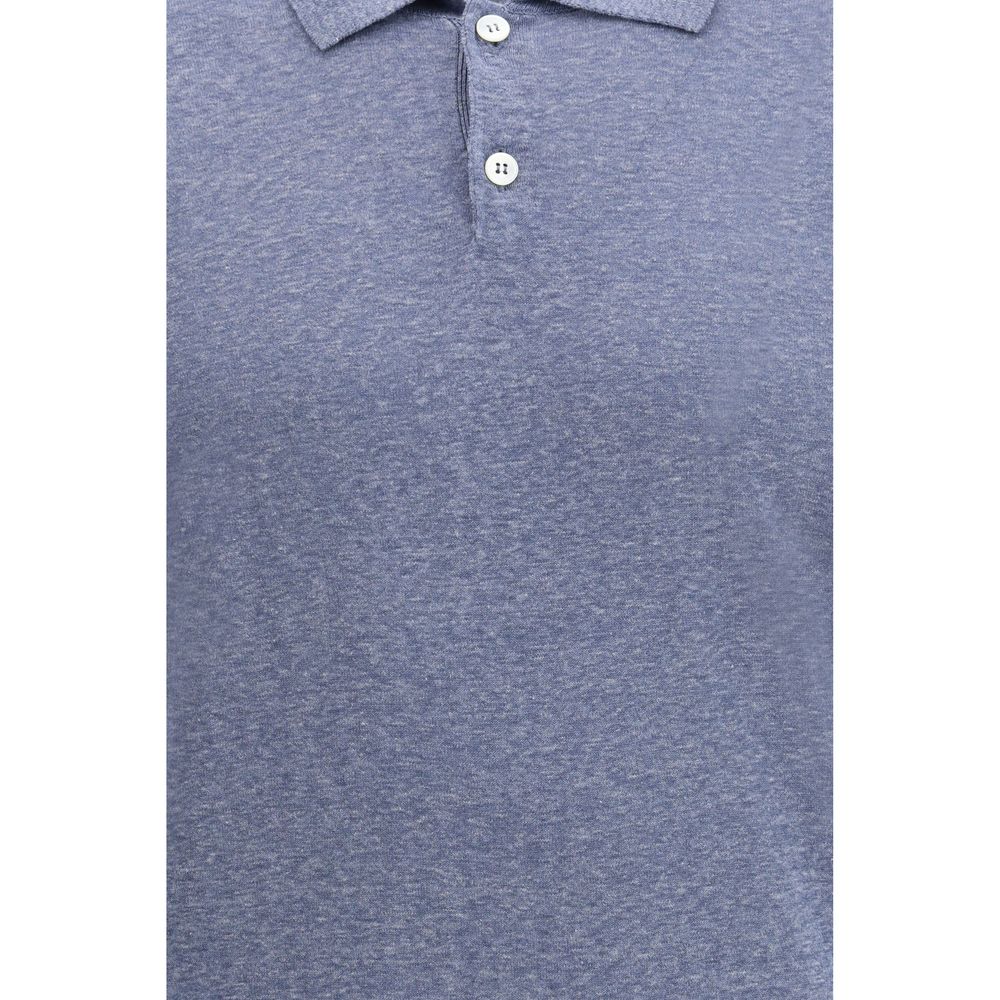 Brunello Cucinelli Blauw Linnen Poloshirt