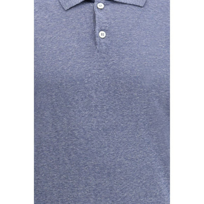 Brunello Cucinelli Blauw Linnen Poloshirt