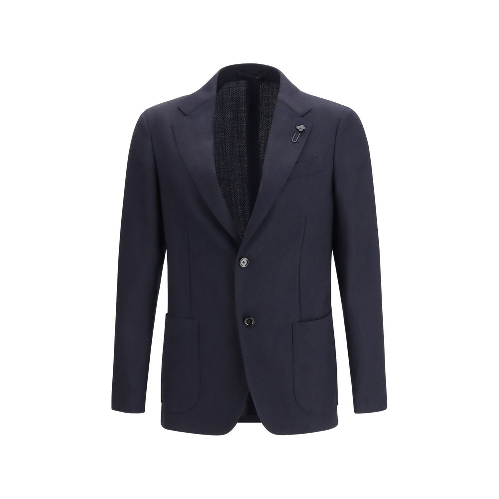 Lardini Blue Fleece Wool Blazer - Roma Model