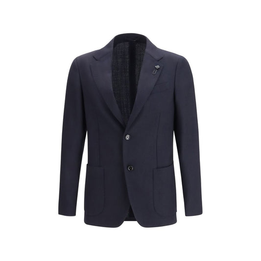 Lardini Blauwe Fleece Wollen Blazer