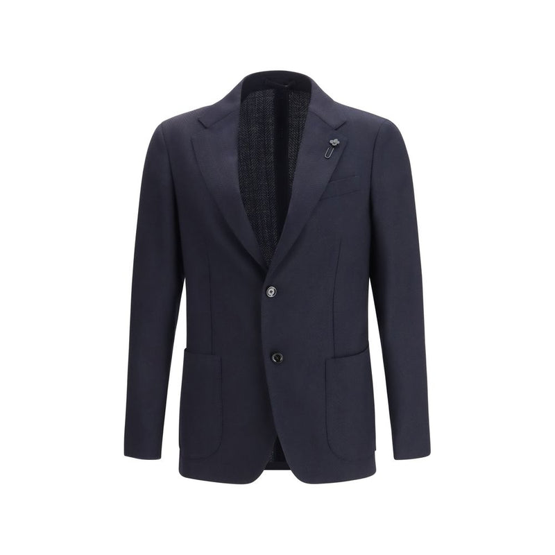 Lardini Blue Fleece Wool Blazer - Classic Elegance