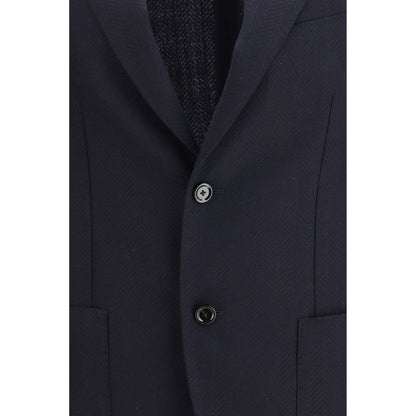 Blazer en laine polaire bleu Lardini