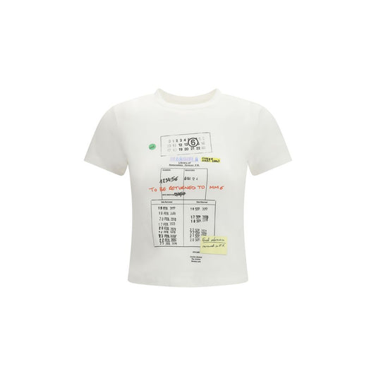 MM6 White Cotton T-Shirt with Graphic Print