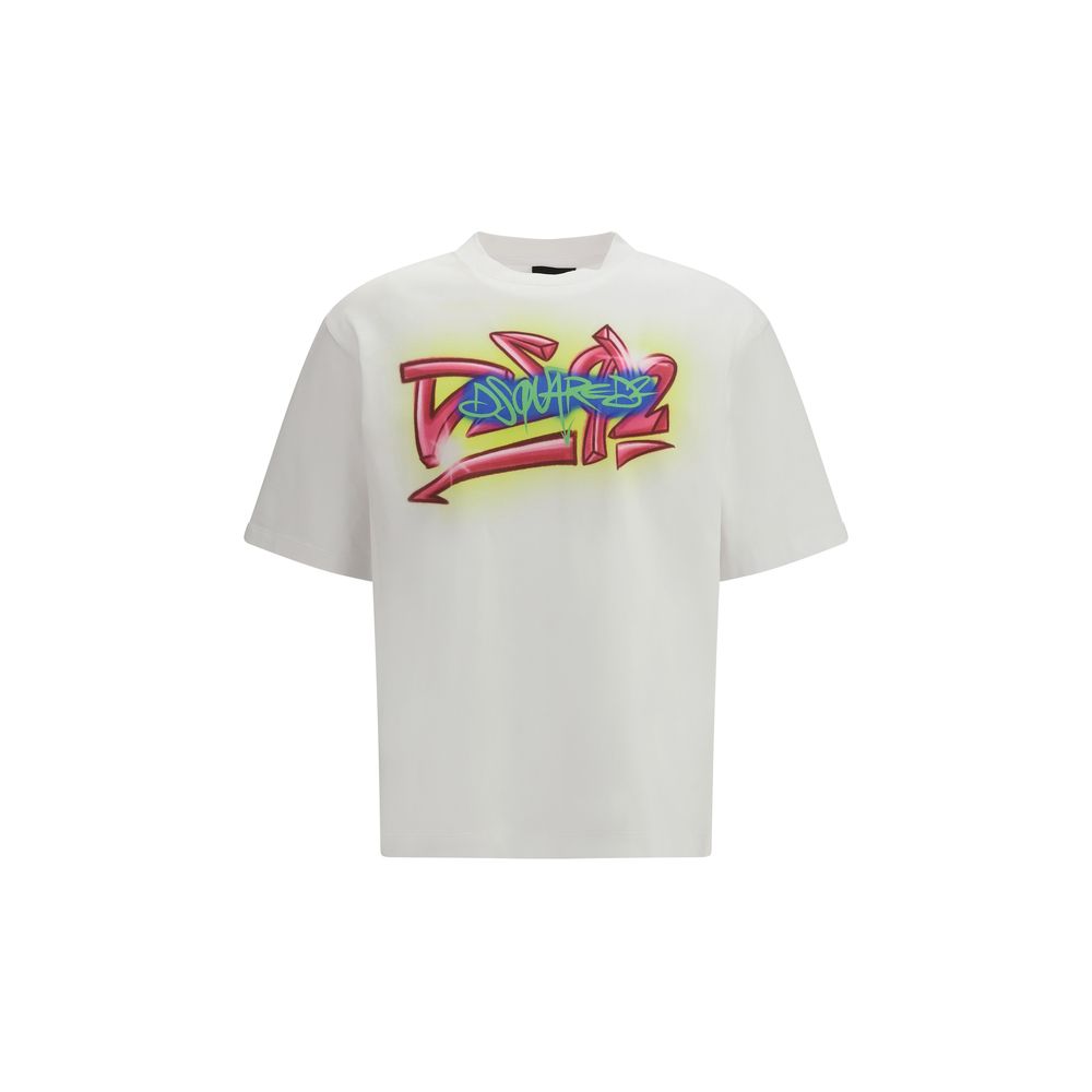 Dsquared² White Cotton T-Shirt with Graphic Print