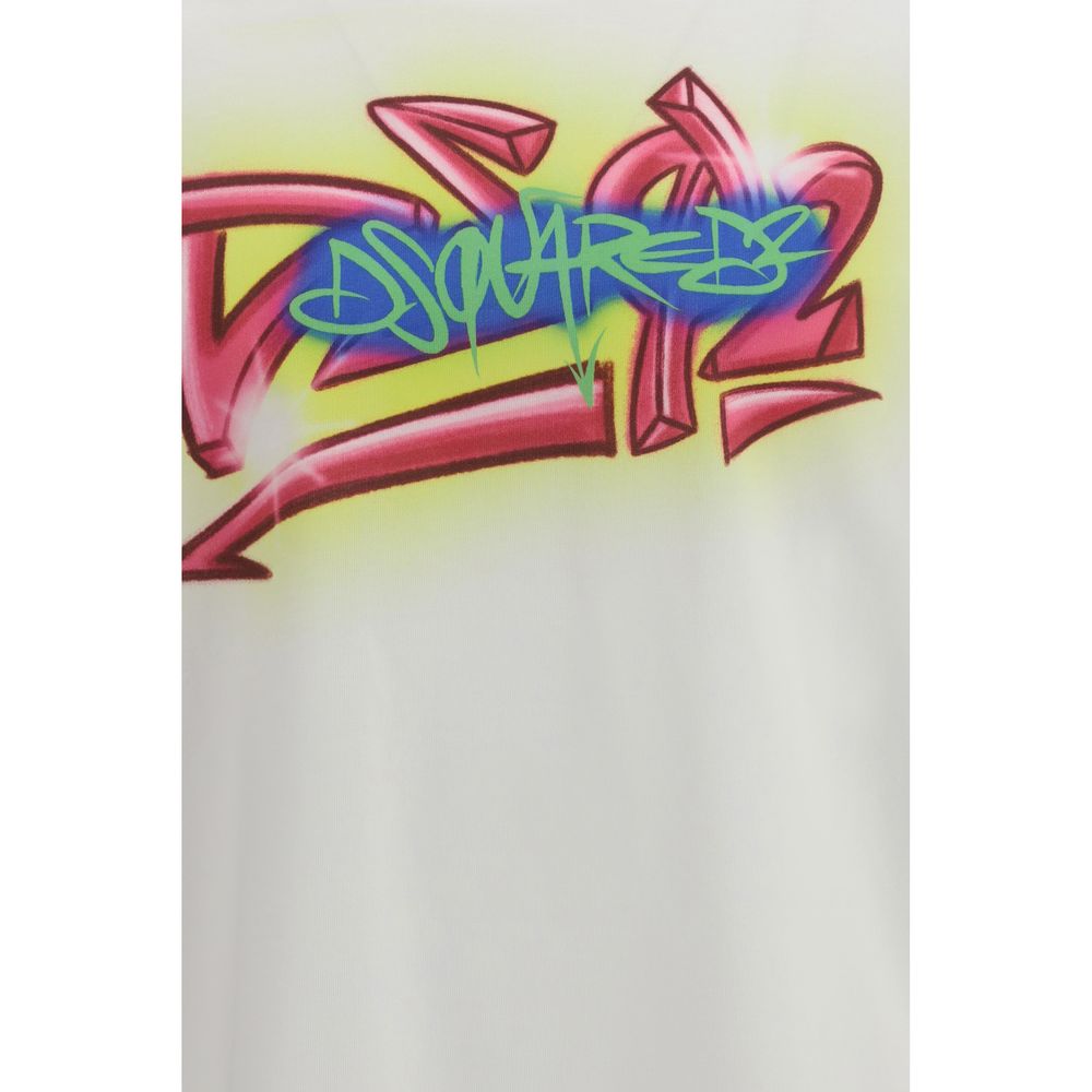 Dsquared² White Cotton T-Shirt with Graphic Print
