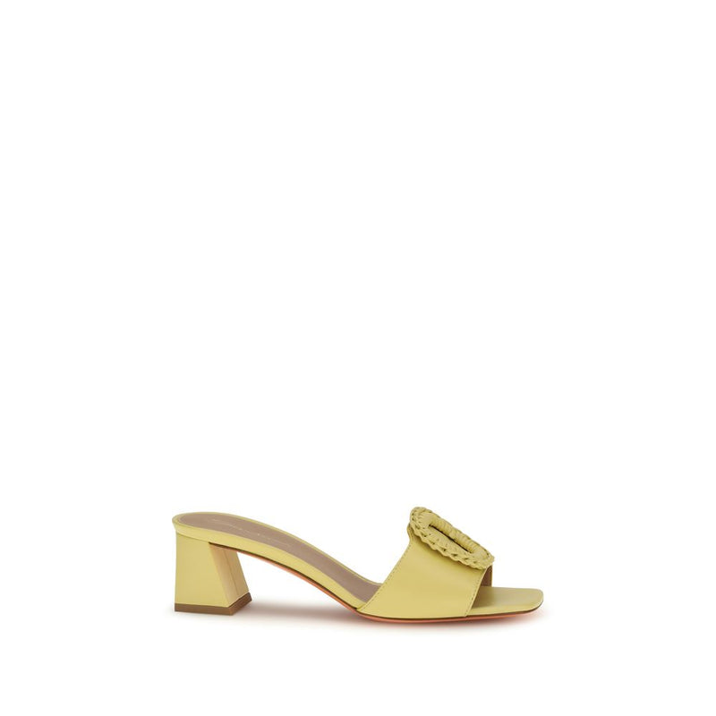 Mules Bicolores en Cuir de Veau Bos Taurus pour Femmes - Santoni
