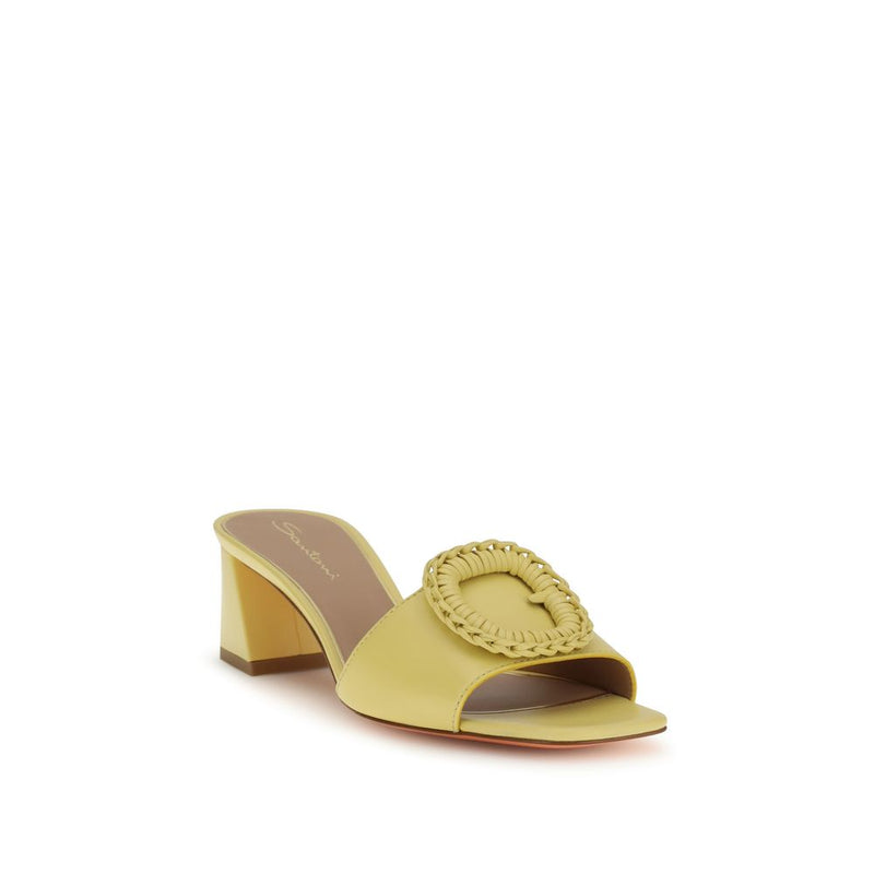 Mules Bicolores en Cuir de Veau Bos Taurus pour Femmes - Santoni