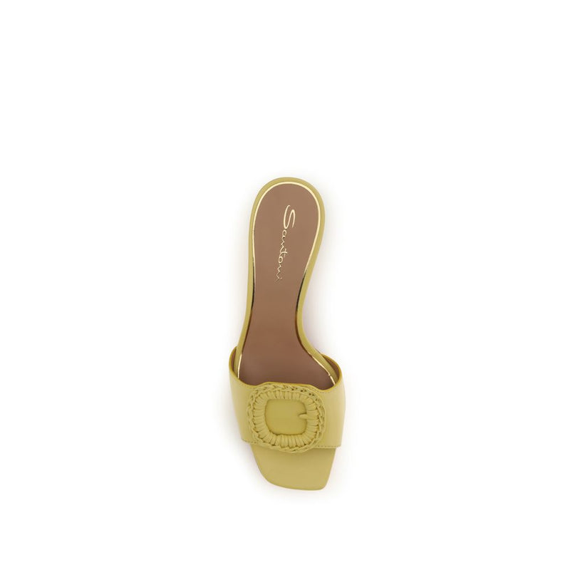 Mules Bicolores en Cuir de Veau Bos Taurus pour Femmes - Santoni