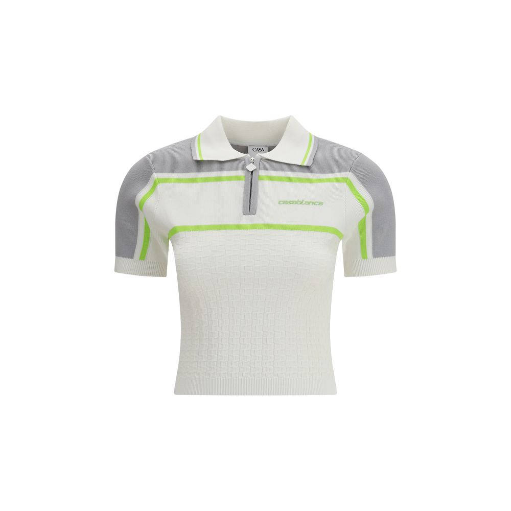 Casablanca White Viscose Polo Shirt - Sporty Elegance for Women