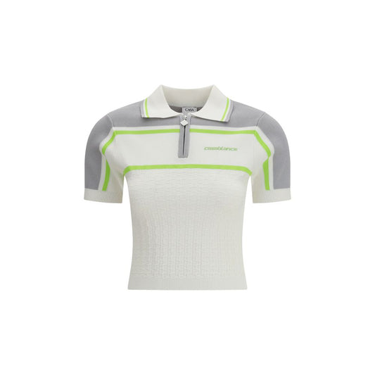 Casablanca White Viscose Polo Shirt - Sporty Elegance