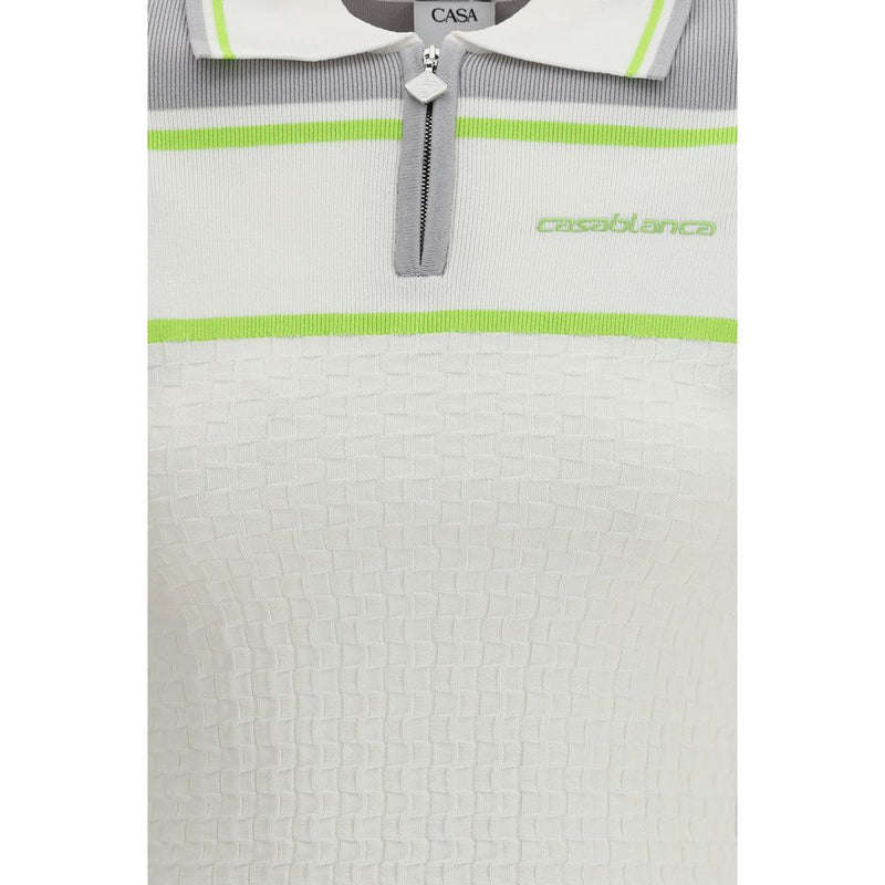 Casablanca White Viscose Polo Shirt - Sporty Elegance for Women