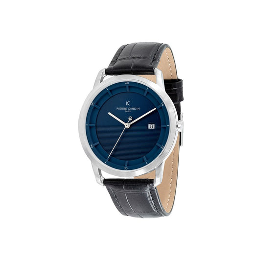 Pierre Cardin Black Leather Dress Watch for Men