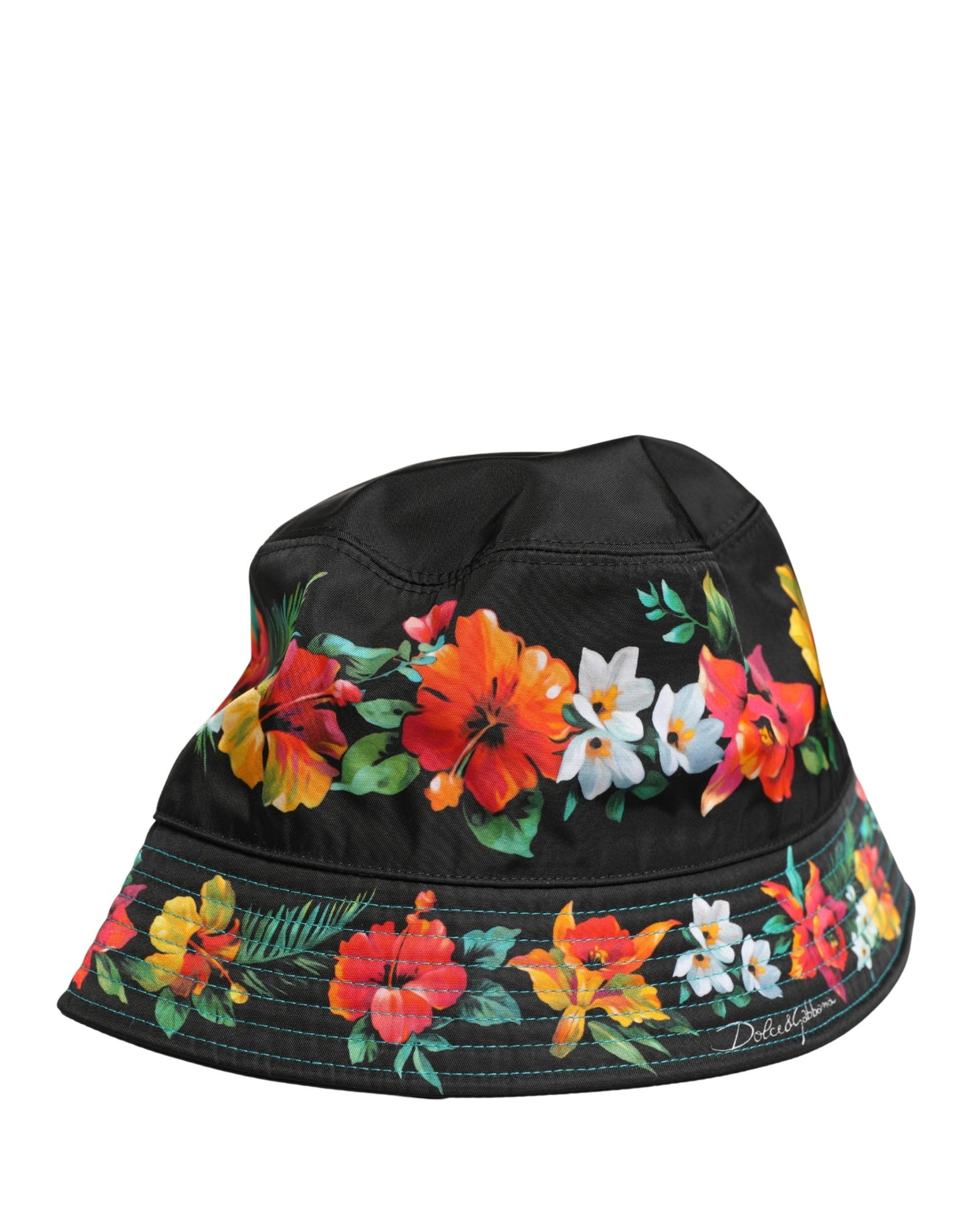 Dolce & Gabbana Heren Zwarte Nylon Visserspet met Bloemenprint