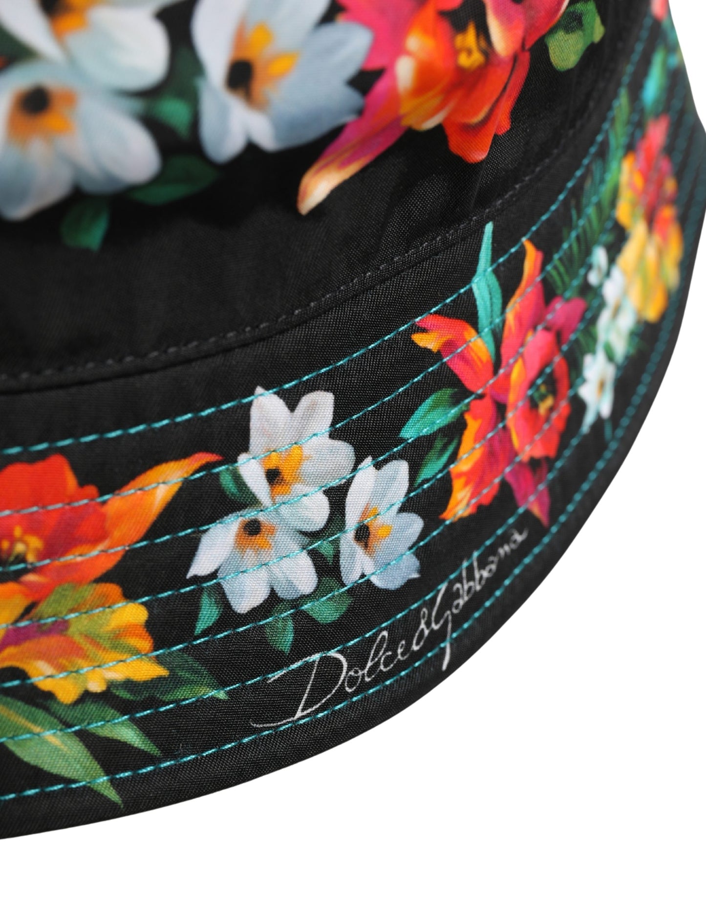Dolce & Gabbana Heren Zwarte Nylon Visserspet met Bloemenprint