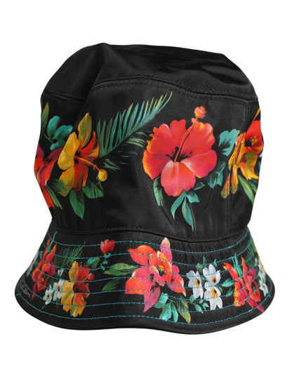 Dolce & Gabbana Heren Zwarte Nylon Visserspet met Bloemenprint