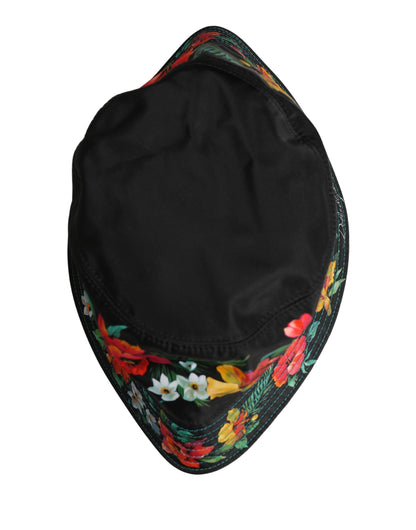 Dolce & Gabbana Heren Zwarte Nylon Visserspet met Bloemenprint