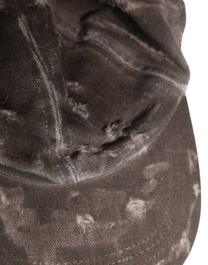 Dolce & Gabbana Casquette de baseball marron en coton vieilli pour homme