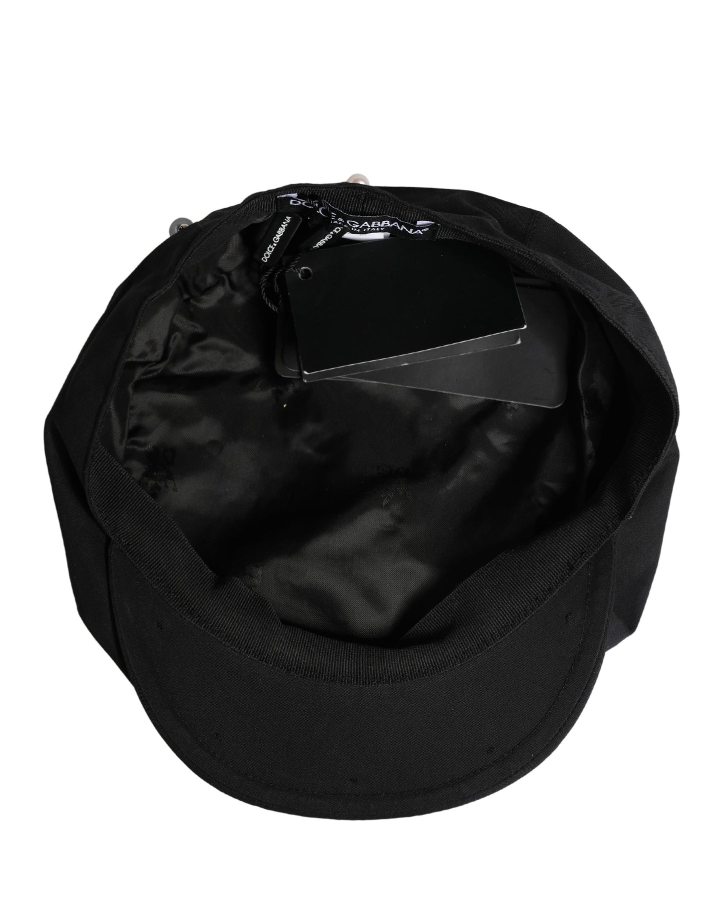 Casquette gavroche Dolce & Gabbana en coton noir orné pour homme
