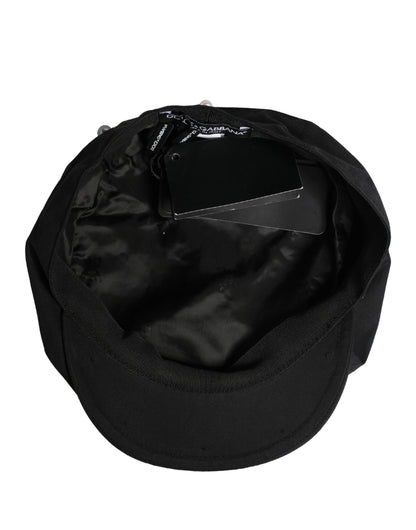 Casquette gavroche Dolce & Gabbana en coton noir orné pour homme