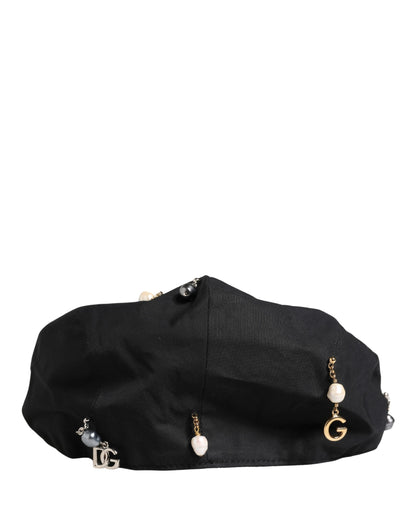 Casquette gavroche Dolce & Gabbana en coton noir orné pour homme