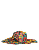 Chapeau bob Dolce & Gabbana pour homme en brocart multicolore à large bord