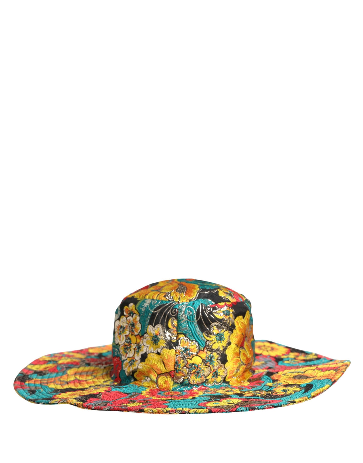 Chapeau bob Dolce & Gabbana pour homme en brocart multicolore à large bord