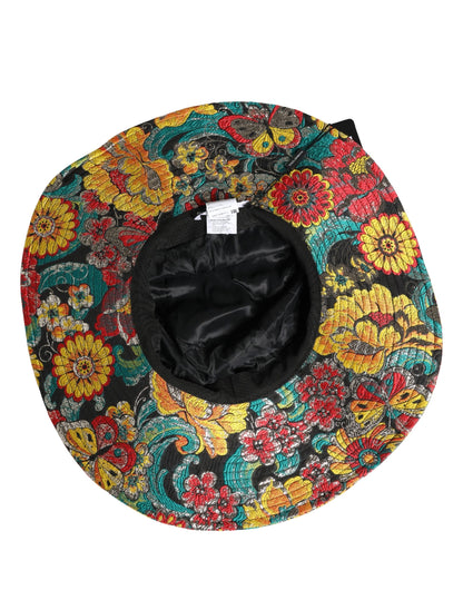Chapeau bob Dolce & Gabbana pour homme en brocart multicolore à large bord