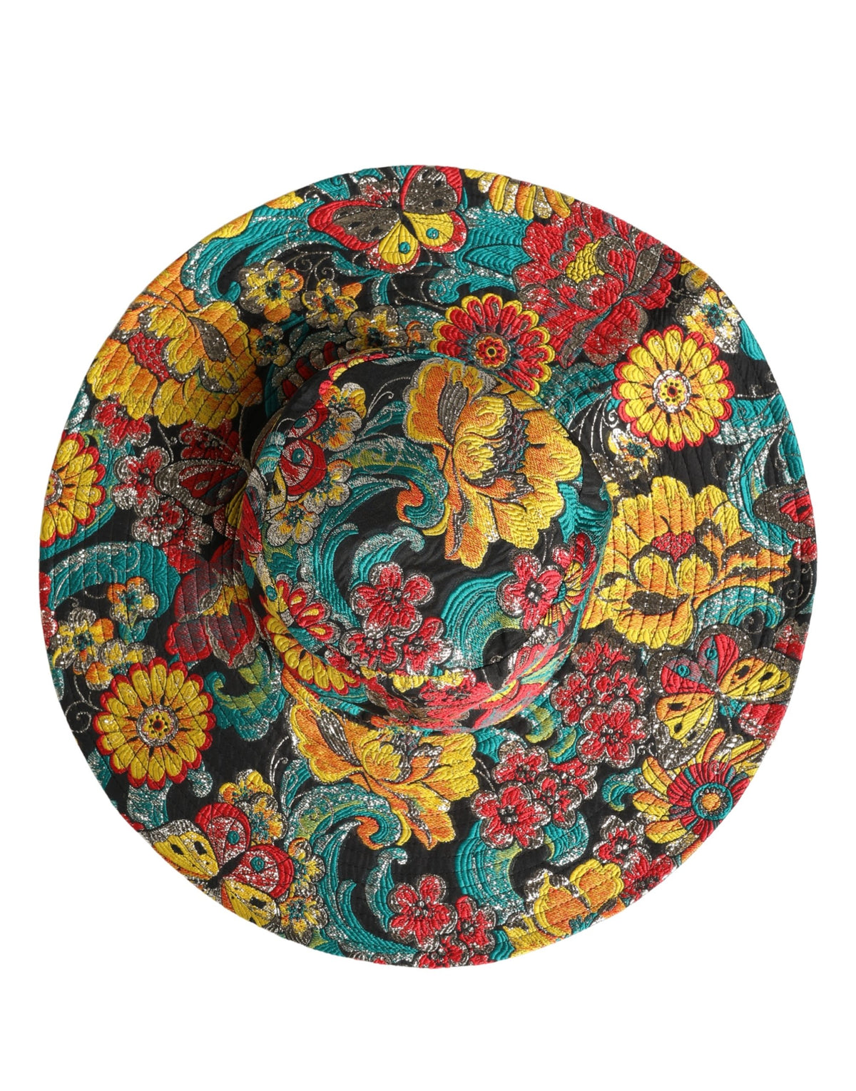 Chapeau bob Dolce & Gabbana pour homme en brocart multicolore à large bord