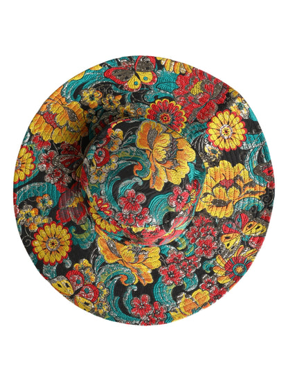 Chapeau bob Dolce & Gabbana pour homme en brocart multicolore à large bord