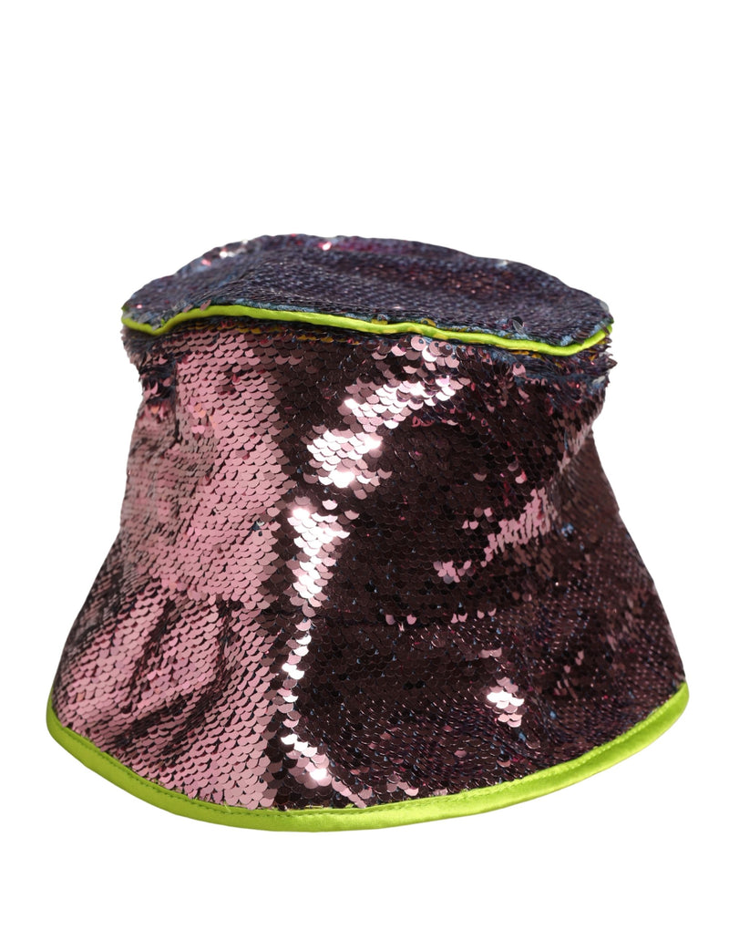 Dolce & Gabbana Heren Paarse Pailletten Bucket Vissershoed