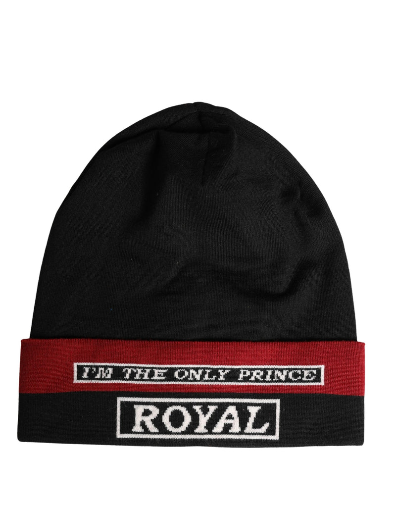 Bonnet noir à revers Dolce & Gabbana "I'M THE ONLY PRINCE ROYAL"