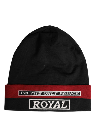 Bonnet noir à revers Dolce & Gabbana "I'M THE ONLY PRINCE ROYAL"