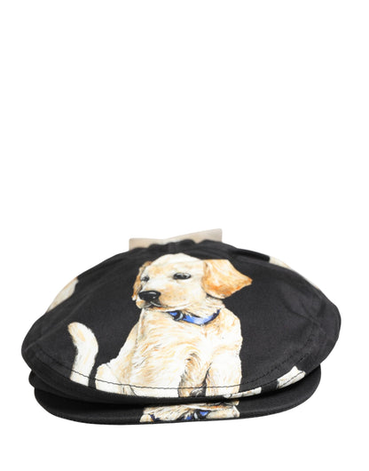 Casquette plate Dolce & Gabbana pour homme en coton noir avec motif chien
