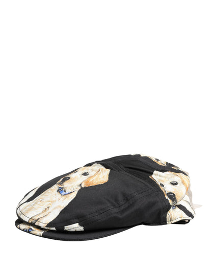 Casquette plate Dolce & Gabbana pour homme en coton noir avec motif chien