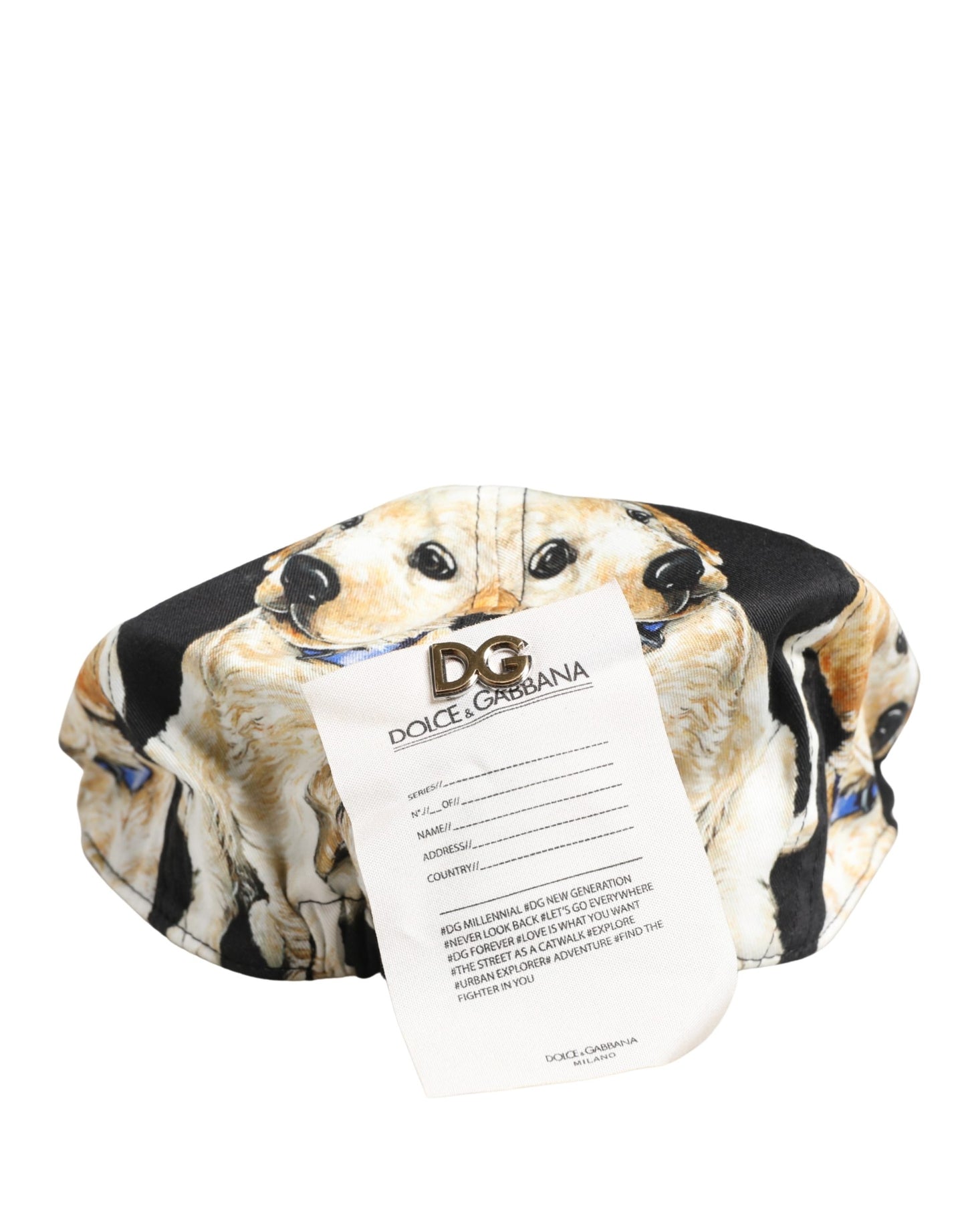 Casquette plate Dolce & Gabbana pour homme en coton noir avec motif chien
