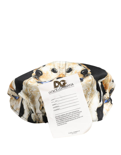 Casquette plate Dolce & Gabbana pour homme en coton noir avec motif chien