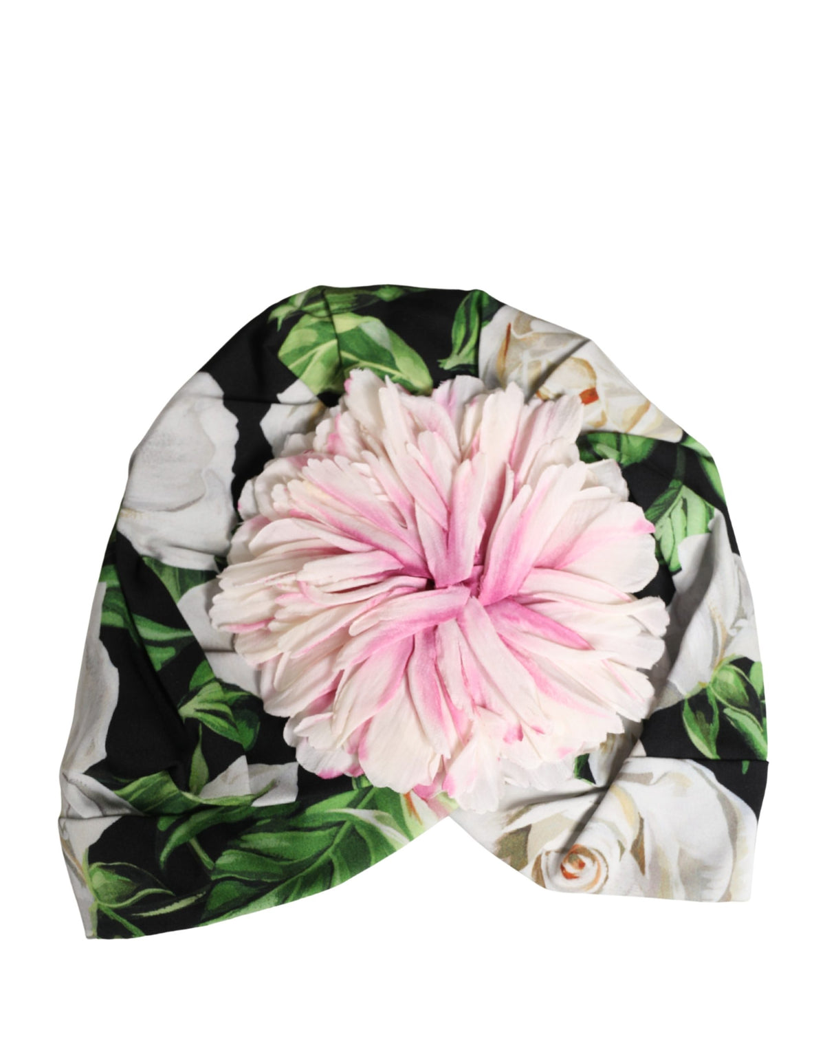 Dolce & Gabbana Black Floral Motif Turban Headwear for Women