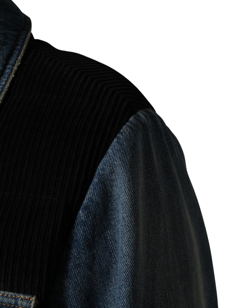 Blouson en jean de coton noir et bleu Dolce & Gabbana pour homme