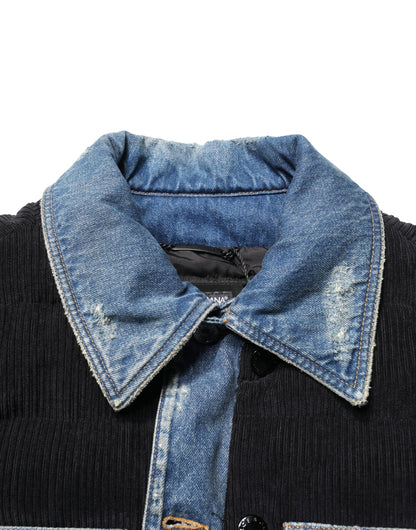 Blouson en jean de coton noir et bleu Dolce & Gabbana pour homme