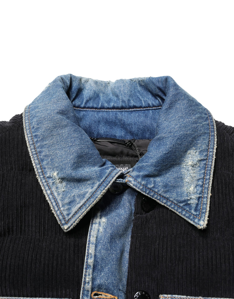Blouson en jean de coton noir et bleu Dolce & Gabbana pour homme